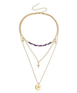 Multi-Layer Shining Star Pendant Necklace for Women - Stylish Sweater Chain, Versatile Cross-Border Jewelry Accessory