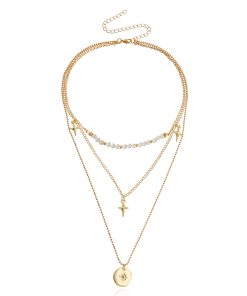 Multi-Layer Shining Star Pendant Necklace for Women - Stylish Sweater Chain, Versatile Cross-Border Jewelry Accessory