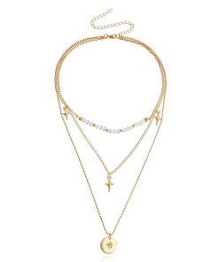 Multi-Layer Shining Star Pendant Necklace for Women - Stylish Sweater Chain, Versatile Cross-Border Jewelry Accessory