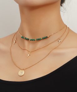 Multi-Layer Shining Star Pendant Necklace for Women - Stylish Sweater Chain, Versatile Cross-Border Jewelry Accessory