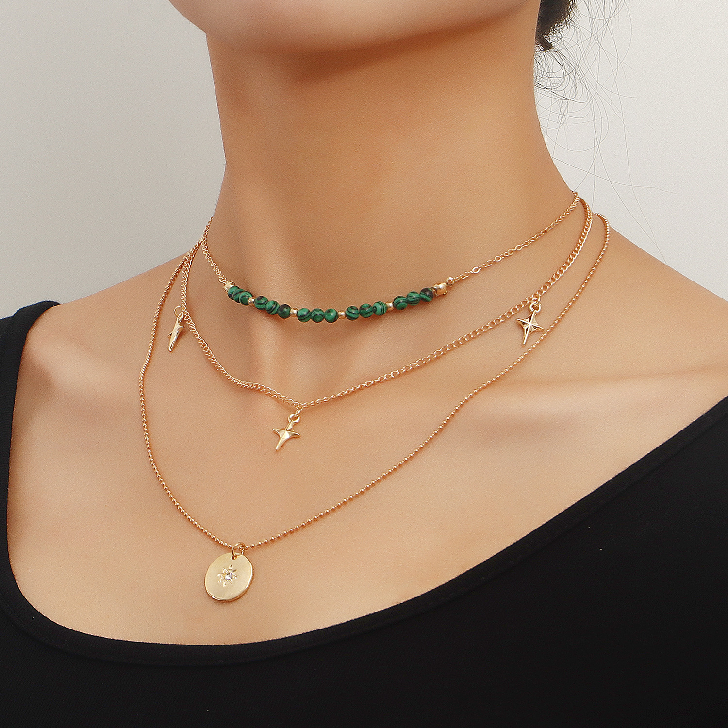 Multi-Layer Shining Star Pendant Necklace for Women - Stylish Sweater Chain, Versatile Cross-Border Jewelry Accessory Multi-Layer Shining Star Pendant Necklace for Women - Stylish Sweater Chain, Versatile Cross-Border Jewelry Accessory