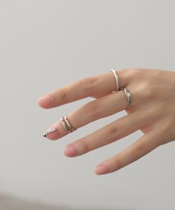 Multi-Layered Geometric Line Style Diamond-Inlaid Fingertip Ring for Women - Trendy Art Design Fashion Accessory