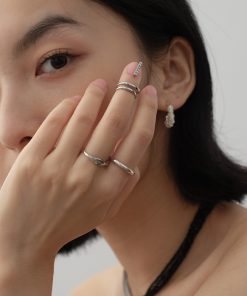 Multi-Layered Geometric Line Style Diamond-Inlaid Fingertip Ring for Women - Trendy Art Design Fashion Accessory