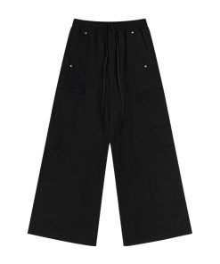 Multi-Pocket Wide-Leg Workwear Pants - Flowing Ribbon Street Style Hip-Hop Casual Fit