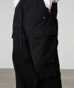 Multi-Pocket Wide-Leg Workwear Pants - Flowing Ribbon Street Style Hip-Hop Casual Fit