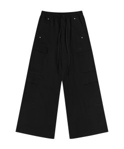 Multi-Pocket Wide-Leg Workwear Pants - Flowing Ribbon Street Style Hip-Hop Casual Fit