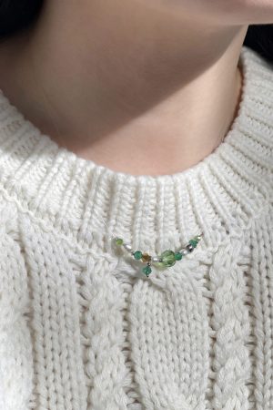 Multicolor Crystal Pendant Beaded Necklace - Handmade Layered Sweater Chain for a Niche Temperament Look