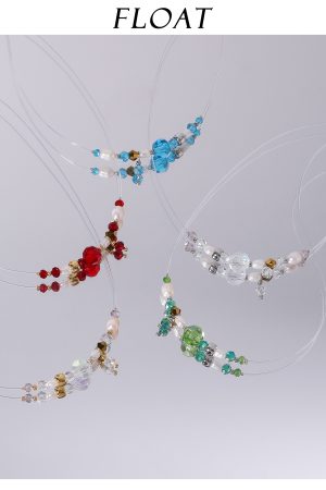 Multicolor Crystal Pendant Beaded Necklace - Handmade Layered Sweater Chain for a Niche Temperament Look