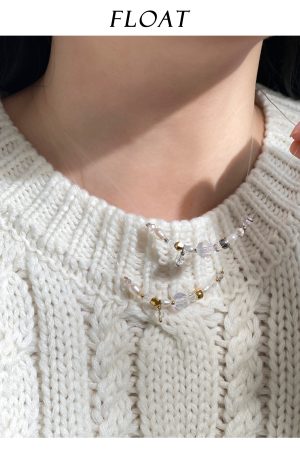 Multicolor Crystal Pendant Beaded Necklace - Handmade Layered Sweater Chain for a Niche Temperament Look