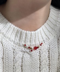 Multicolor Crystal Pendant Beaded Necklace - Handmade Layered Sweater Chain for a Niche Temperament Look