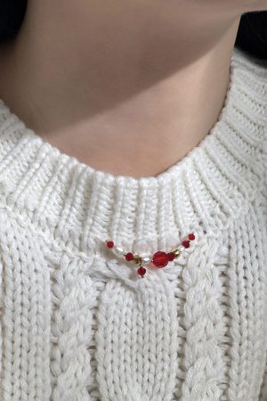 Multicolor Crystal Pendant Beaded Necklace - Handmade Layered Sweater Chain for a Niche Temperament Look