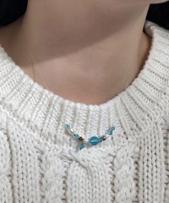 Multicolor Crystal Pendant Beaded Necklace - Handmade Layered Sweater Chain for a Niche Temperament Look