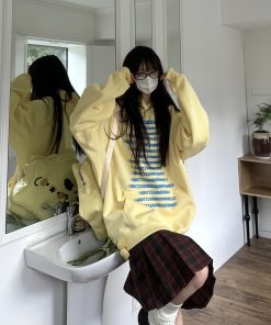 Multicolor Hoodie with Original Letter Print - Handmade Casual Loose Unisex Top for Couples - Y2K Street Style