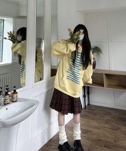 Multicolor Hoodie with Original Letter Print - Handmade Casual Loose Unisex Top for Couples - Y2K Street Style