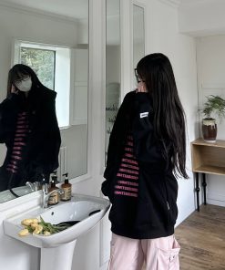 Multicolor Hoodie with Original Letter Print - Handmade Casual Loose Unisex Top for Couples - Y2K Street Style