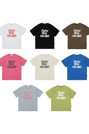 Multicolor Printed Logo Short Sleeve Casual T-Shirt for Couples - Streetwear Round Neck Summer Fashion Essentials