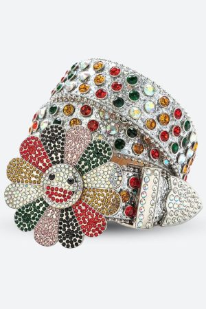 Mysterious Outfit Women, Dark Feminine Girl - Disco Cowgirl Flower Buckle Belt