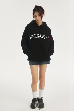National Style Logo Hoodie - Trendy Youth Casual Fleece Jacket for Autumn Winter - Unisex Streetwear