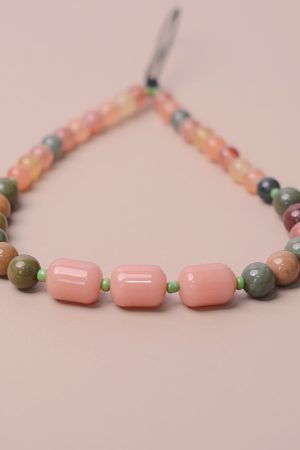 Natural Agate Glass Bead Phone Chain Pendant - Sweet Women's Wrist Strap, Anti-Lost Design, Boho Style