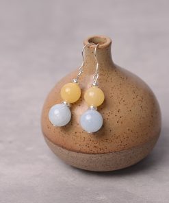 Natural Aquamarine Yellow Topaz Women's Earrings - Elegant National Style Crystal Ear Accessories, Exquisite Original Design