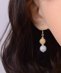 Natural Aquamarine Yellow Topaz Women's Earrings - Elegant National Style Crystal Ear Accessories, Exquisite Original Design