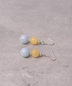 Natural Aquamarine Yellow Topaz Women's Earrings - Elegant National Style Crystal Ear Accessories, Exquisite Original Design