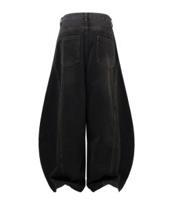 Natural Cat Whisker Wide-Leg Baggy Jeans with Curved Blade Design - 90s Inspired Machete Pants for a Trendy Look