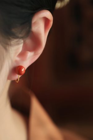 Natural Cinnabar Pure Silver Earrings for Women, Chinese Style Red Retro Ear Clips, Metaphysical Wealth-Enhancing Accessories