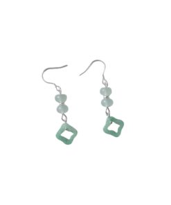 Natural Crystal Dongling Jade Four-Leaf Clover Vintage Drop Earrings in S925 Silver - Women's National Style Jewelry