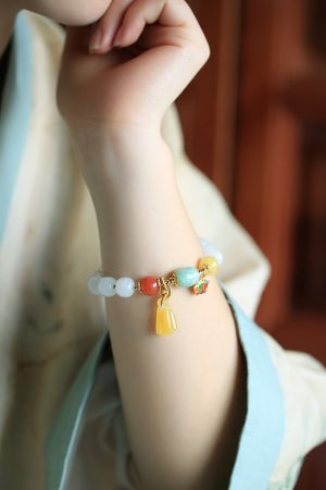 Natural Hetian Jade Multi-Treasure Bracelet for Women - Handmade White Jade Beaded Wristband, High-End Jewelry, Elegant Gift