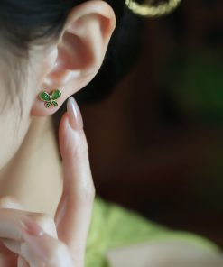 Natural Jade Butterfly Earrings for Women - Pure Silver, Hetian Jade, Chinese Style, Green Stone, Elegant National Wind Accessories