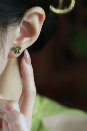 Natural Jade Butterfly Earrings for Women - Pure Silver, Hetian Jade, Chinese Style, Green Stone, Elegant National Wind Accessories