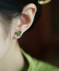 Natural Jade Butterfly Earrings for Women - Pure Silver, Hetian Jade, Chinese Style, Green Stone, Elegant National Wind Accessories