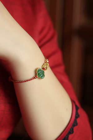 Natural Jade Cloud Bracelet - Hetian Jade & Pure Silver, Handmade Braided Rope, Women's National Style Birth Year Jewelry