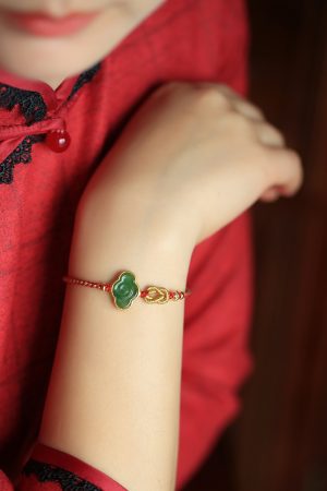 Natural Jade Cloud Bracelet - Hetian Jade & Pure Silver, Handmade Braided Rope, Women's National Style Birth Year Jewelry