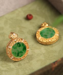 Natural Jadeite Green Ru Yi Peace Pendant Women's National Style Necklace with Silver Chain - Elegant Collarbone Jewelry