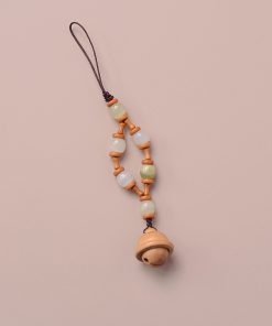 Natural Olive Peach Wood Bell & Xiu Jade Mobile Phone Chain, National Style Cultural Accessories, High-End Lanyard Pendant for Men & Women