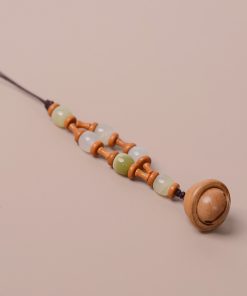 Natural Olive Peach Wood Bell & Xiu Jade Mobile Phone Chain, National Style Cultural Accessories, High-End Lanyard Pendant for Men & Women