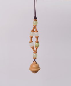 Natural Olive Peach Wood Bell & Xiu Jade Mobile Phone Chain, National Style Cultural Accessories, High-End Lanyard Pendant for Men & Women