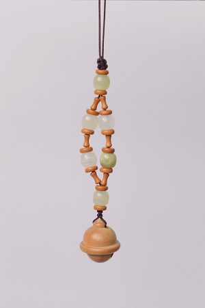 Natural Olive Peach Wood Bell & Xiu Jade Mobile Phone Chain, National Style Cultural Accessories, High-End Lanyard Pendant for Men & Women