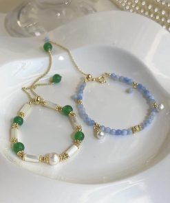 Natural Pearl Crystal Agate Rose Quartz Bracelet for Women - Elegant Chinese Style Jewelry, Boho Chic Accessory