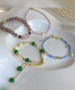 Natural Pearl Crystal Agate Rose Quartz Bracelet for Women - Elegant Chinese Style Jewelry, Boho Chic Accessory