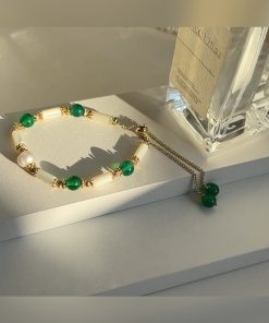 Natural Pearl Crystal Agate Rose Quartz Bracelet for Women - Elegant Chinese Style Jewelry, Boho Chic Accessory