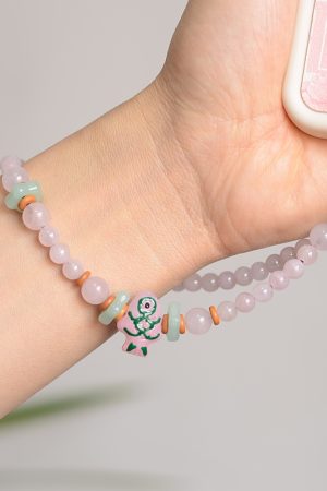 Natural Pink Crystal Glass Small Fish Phone Strap Pendant - Chinese Style Wrist Rope Chain Accessory for Trendy Fashion