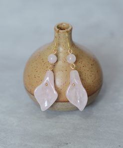 Natural Powder Crystal Calla Lily Earrings for Women, Unique Chinese-Style Ear Hooks, 2025 Fashion Trend