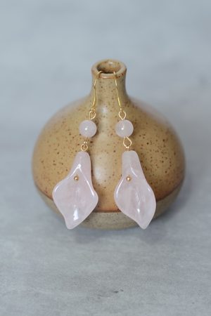 Natural Powder Crystal Calla Lily Earrings for Women, Unique Chinese-Style Ear Hooks, 2025 Fashion Trend
