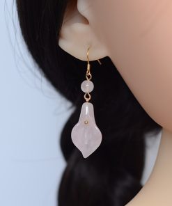 Natural Powder Crystal Calla Lily Earrings for Women, Unique Chinese-Style Ear Hooks, 2025 Fashion Trend