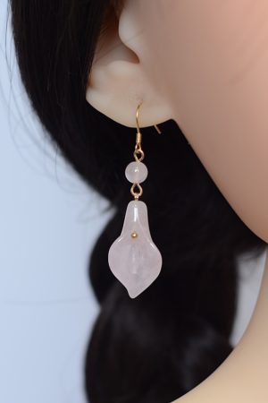 Natural Powder Crystal Calla Lily Earrings for Women, Unique Chinese-Style Ear Hooks, 2025 Fashion Trend