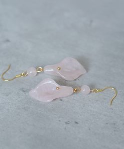 Natural Powder Crystal Calla Lily Earrings for Women, Unique Chinese-Style Ear Hooks, 2025 Fashion Trend