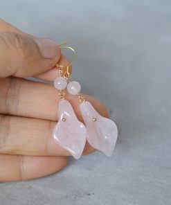 Natural Powder Crystal Calla Lily Earrings for Women, Unique Chinese-Style Ear Hooks, 2025 Fashion Trend